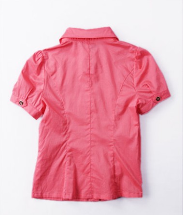 Girl shirt red color lapel design - Click Image to Close